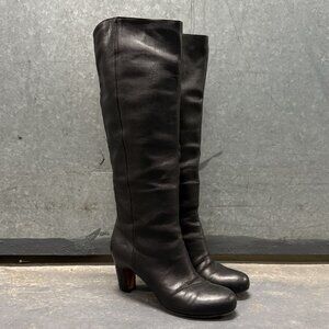 MAISON MARGIELA BLACK LEATHER KNEE HIGH BOOTS
